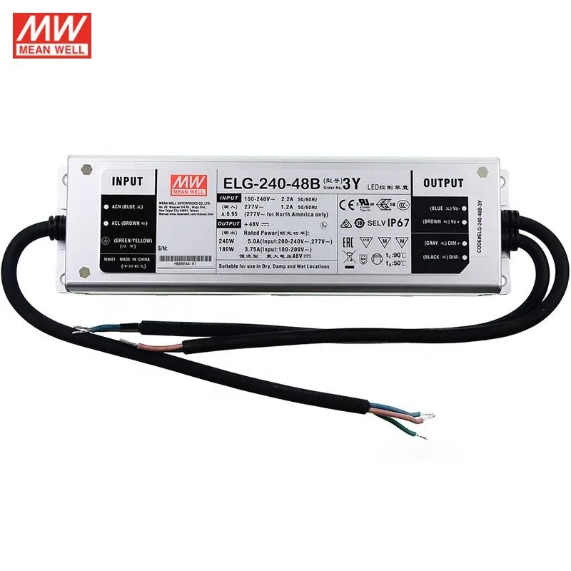 [ELG-240-48AB-3Y] ELG-240-48AB-3Y, LED Power supplies, 240W, 48VDC, 5A, IP67, Dimming