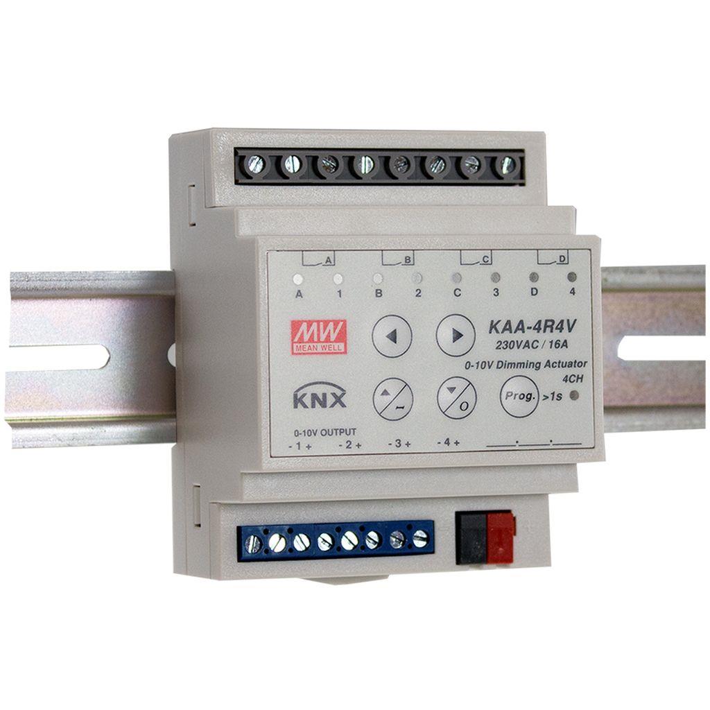 [KAA-4R4V] KAA-4R4V, KNX 4-fold Universal Switching Actuator, 16A per channel, 0-10V Channel Dimming