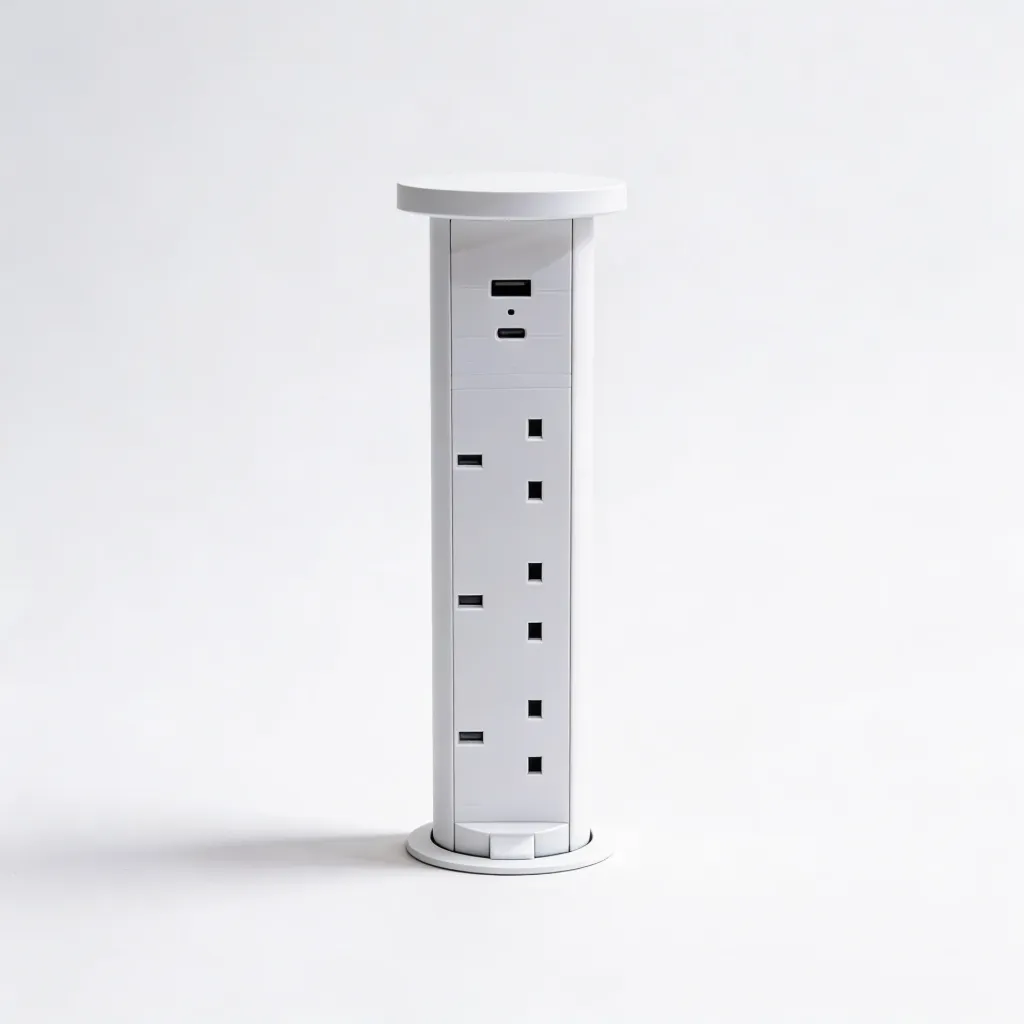 [741271572277] IT-43CG, White Pull-Up desk module, Dual Type-C Charger 30W, 3m 3x1.5mm2 cable UK plug