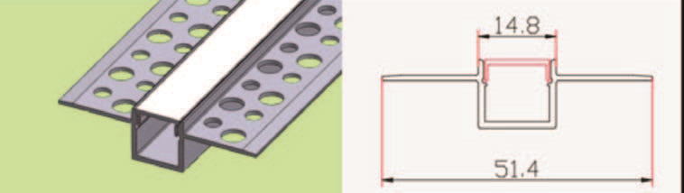 [741271577449] ALU-1535gg, Gypsum-board double Alumnium profile, 15x35, opal cover + access
