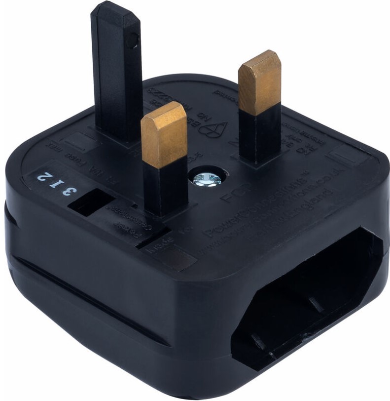 [FCP-BK-5A] FCP- EURO CEE7 to UK, EU to UK angled adapter fast fit, Converts 2-pin Europlug  to the BS l363-5 format