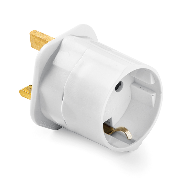 [13010] EU to UK Adapter, EURO to UK temporary adapter, Converts Schuko to the BS l363-5 format. 13A