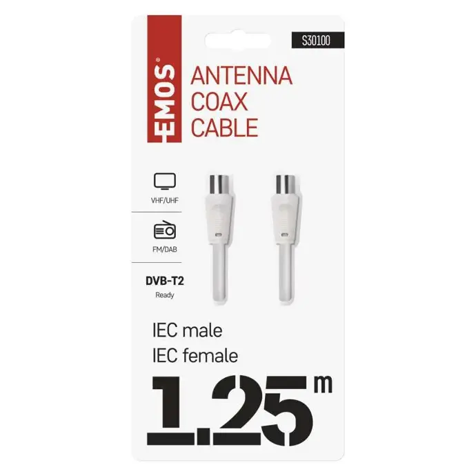 [2333130120] S30100, Antenna Coaxial Cable shielded 1.25m – straight