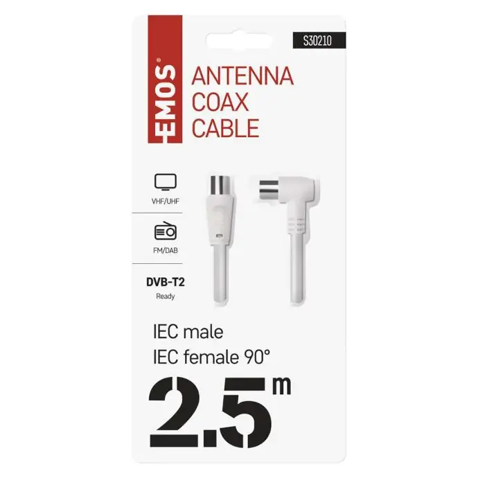 [2333130251] S30210, Antenna Coaxial Cable shielded 2,5m – 1× 90°