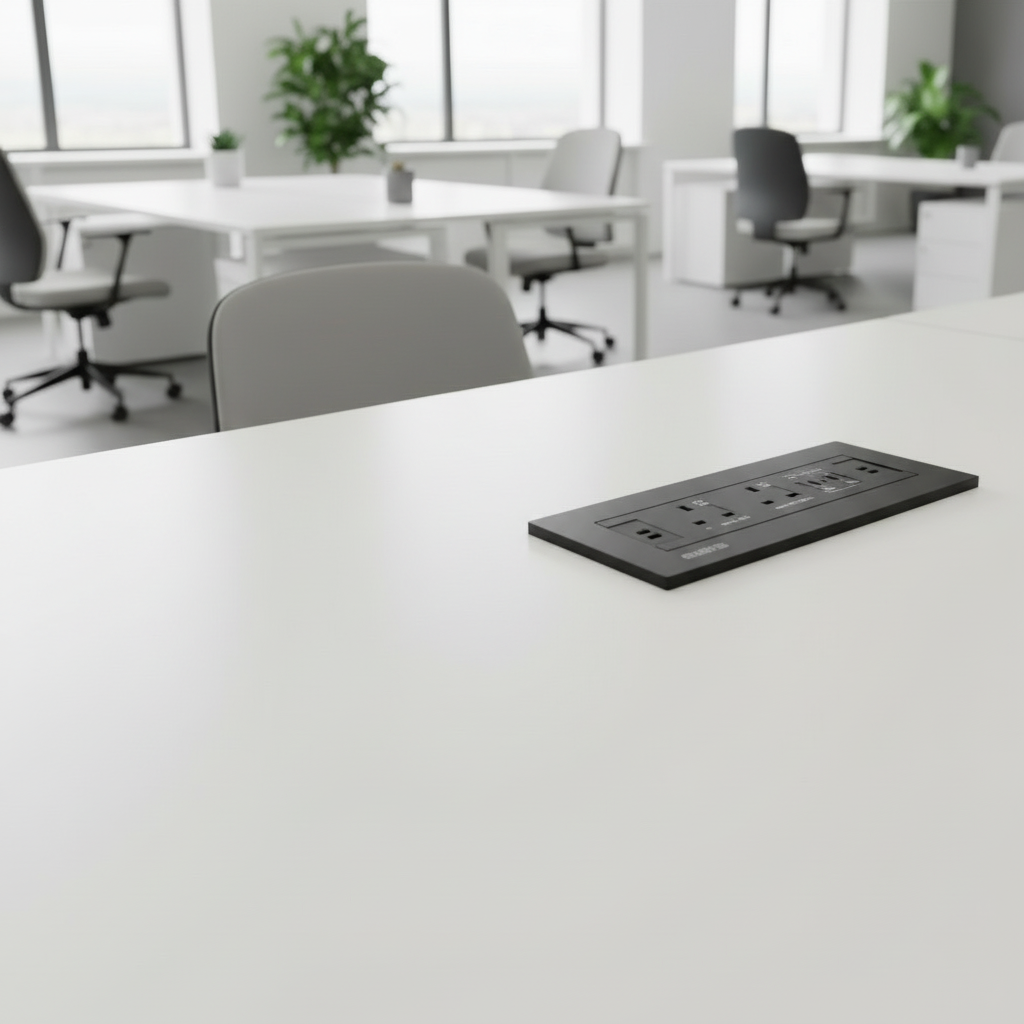 [741271587127] IF-32CG, Innera Flip 3 Black - In Desk unit 180° flip with 2 UK sockets and Dual Type-C fast charger 30W, 3m cable with UK plug