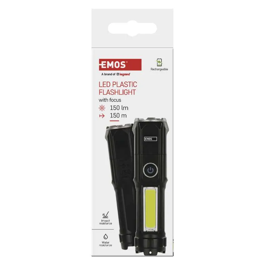 [1440004908] P3214, LED rechargeable plastic flashlight P3214, 150 lm