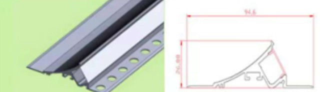 [741271587608] ALU-2795g, Gypsum board, 45 degrees 20mm, opal cover + access