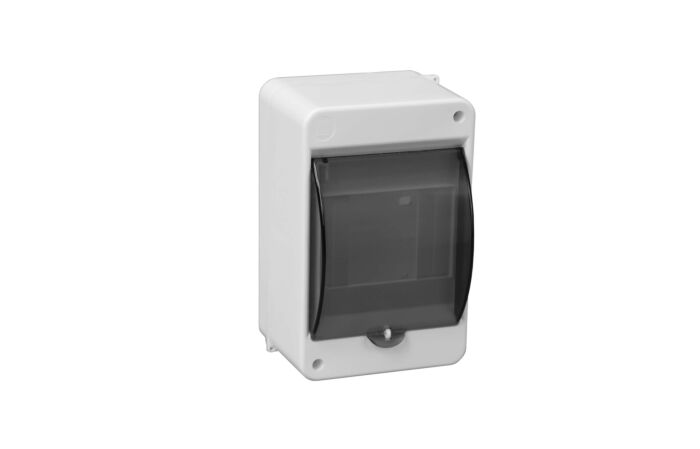 [C.2063] DBS-4, Surface mounted enclosure unit S-4 with plastic smoky glass, N+PE terminals