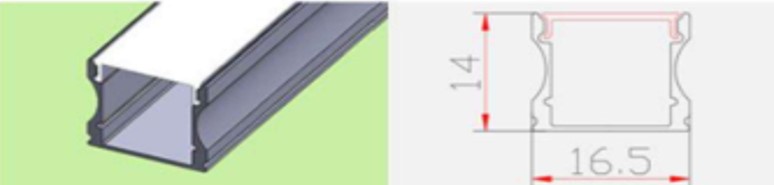 [741271589237] ALU-1417i, In-mounted Aluminium profile, 14x17, opal cover + access