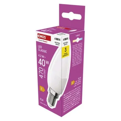 [1525731435] ZQ3E23, LED Bulb Classic Candle / E14 / 4.2 W (40 W) / 470 lm / Neutral White
