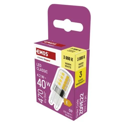 [1525736214] ZQ9E22, LED Bulb Classic JC / G9 / 4,2 W (40 W) / 470 lm / warm white