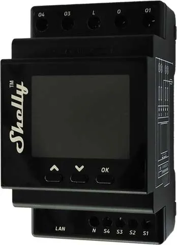[3800235268049] Shelly Pro 4PM, Shelly Pro 4PM, DIN-rail 4-channel switch, power metering per channel, LAN, WLAN, BT