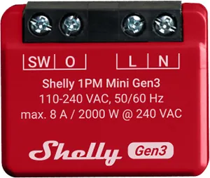 [3800235261590] Shelly 1PM Mini Gen3, Shelly 1PM Mini Gen3, 1-channel, WLAN, BT, max. 8 A, power measurement
