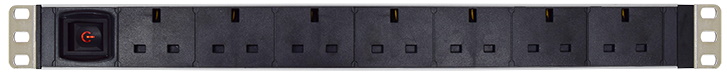 [0727363255532] EP7GR, PDU - 7 x UK socket / UK plug, 3 meter cable 3X1.5mm², Rocker