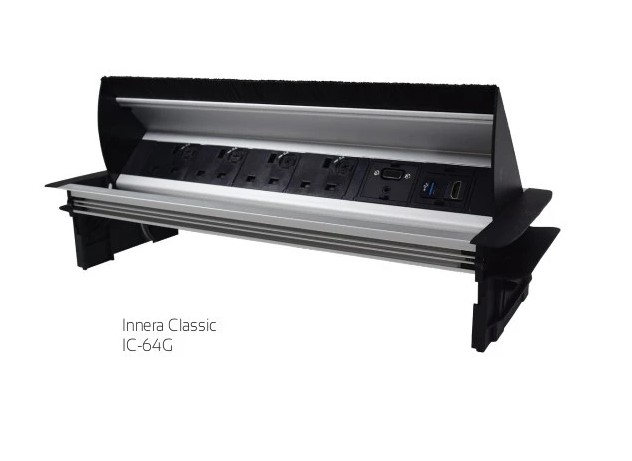[0726811928226] IC-43G, Innera Classic 4 - In Desk unit with 3 UK sockets and 2 keystone adapters